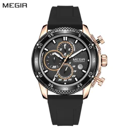 Wristwatches MEGIR Brand Fashion Men Watch Silicone Sports Wristwatch Quartz Chronograph Large Dial Luminous Hands Date Clock Reloj Hombre