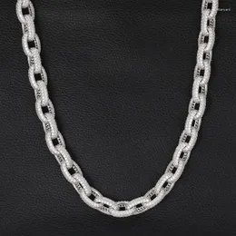 Kedjor hiphop 10mm kubik zirkoniume o-form kedja halsband 925 sterling silver för män 18k guld pläterad 3a zirkon länk parti gåva
