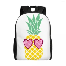 Ryggsäck unisex axel casual vandring ananas med glas av hjärtan form skolväska rese bärbar dator ryggsäck