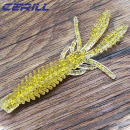 Cerill 30 PCS 65 cm 75 Shrimp with Salt Worm Bait Soft Fishing Lure Double Tail Jig Silicone Wobblers Bass Carp Saltwater 240401