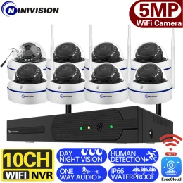 Sistema Camera IP 10CH WiFi NVR KIT CCTV Sistema Sistema 5MP Explosion Aough Audio Wireless Dome Video Surveillance Sistema Set 8Channel