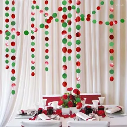 Dekorativa blommor glitter grön röd cirkel prickar papper girland för Xmas fest hängande dekoration julgran girlands semesterdekorationer