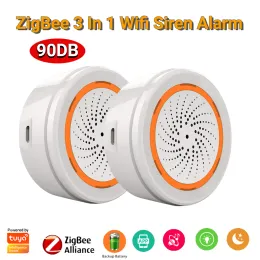Control 15pc Tuya Zigbee 3 in 1 Siren Alarm 90db Sound Light Sensor Smart Home Tuya Smart Life App Alarm Siren for Alexa Google 2022
