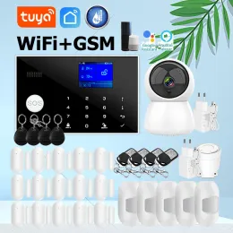 Cameras Tuya Wifi Gsm Home Security Alarm System Support Temperature Humidity 433mhz Burglar Host Smart Life App Control Alexa Google