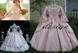 Pink Gothic Ball Gown Vintage 1920er Jahre Style Scoop in voller Länge Langarm -Abschlussballkleider Custom Make Victorian Gothic Lolita Kleid bro2695525