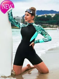 デザイナーセクシーなビキニセット2024新しいファッションレディースラッシュガード長袖女性サーフスポーツワンピース水着女性水泳ジッパービーチウェアバススーツモノキニ