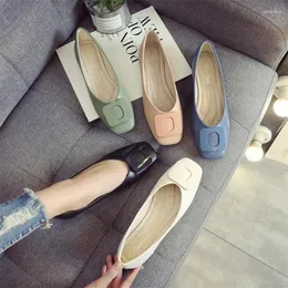 Casual Shoes Korean Style Square Toe Women Flat Spring Amummer Shallow Mouth Leather Loafers Candy Color Boat Flats