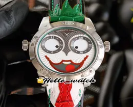 Eşsiz Gülümseyen Yüz Konstantin Chaykin Watches Yeşil İç Gri Joker Dial Rus Zamanı İsviçre Kuvars Erkekler İzle Steel Case Deri6647267