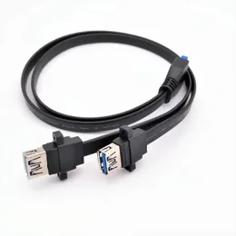 Lämplig för USB3.0 IDE Panel Cable Front 20-stift till dubbla portar En kvinnlig chassidatkabel med skruvhål