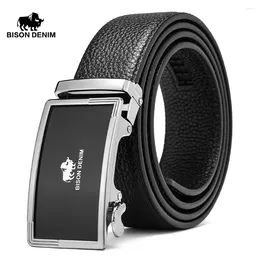 Belts Bison Jenim Brand for Men Genuine Cowskin Belt Homem Casual Jeans Automático Strap Presente Man N71347