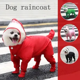 Hundebekleidung Mode vierbeiniger Regenmantel Jumpsuit für kleine Hunde Kleidung All-inclusive wasserdichte Regenwippe transparent Kapuze
