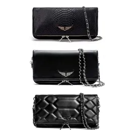 7a Pochette Rock Swing Your Wings Bag Bag Womens Tote 핸드백 어깨 맨 진짜 가죽 Zadig Voltaire Wing Chain Luxury Fashion Clutch Cross Body Bags 565