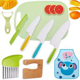 Tools 9 Pcs Wooden Kids Kitchen Cutter Set Include 4 Toddler Safe Cutters 1 Potato Slicers Peeler Cutting Board And