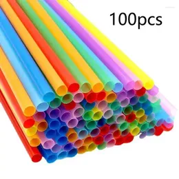 Engångskoppar Straws 100st Plastic Colorful Party Event Drinking Flexible Large Straight Tube Straw Bar Accessories 6 190mm