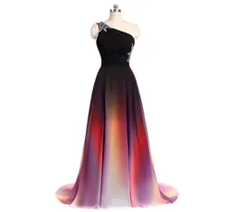 Sexy One Show Ombre Long Evening Prom Dresses Chiffon A Line Plus size Abito da festa formale per pavimenti BM052740105