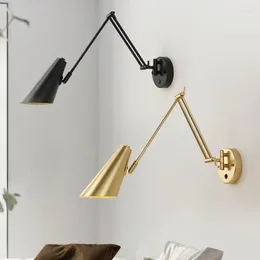 Lampade a parete moderna swing regolabile a braccio lungo sensore tocco a LED SENSORE INTERNO HASSHILTHHUSH Interruttore decorativo Luci di applique