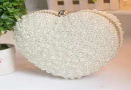 Frauen Herzform Perle Perlen Abendtasche Braut Geldbeutel Hochzeitsumhängetasche Handy Beutel 4070850