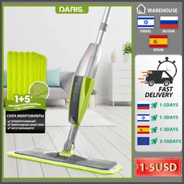 MOP de spray com almofadas de microfibra reutilizáveis 360 Rotação MOP de spray plana para cozinha em casa Laminada de madeira Cerâmica Limpeza de piso 240329