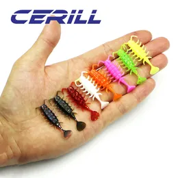 Cerill 20 pcs 3cm 1g 벌레 미끼 부유 유충 소프트 루어 지그 워 블러 인공 실리콘 새우 미네 우드 잉어베이스베이스 수영용 240401