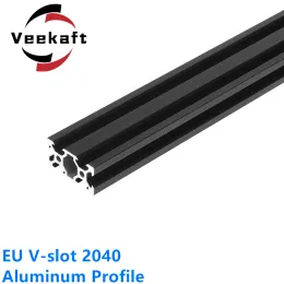 CPUS 1PC VSLOT 2040 Profile de alumínio preto Anodizado Extrusão padrão da UE Rail linear de 100800 mm para impressora CNC 3D Woodworking