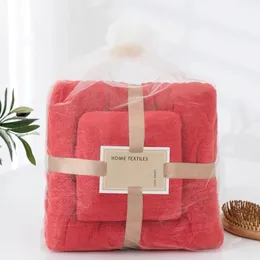 Novo conjunto de toalhas de microfibra de lã de coral absorvente de cabelo nadador de banho de mão de banheiro de mão