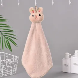 2024 Cartoon Rabbit Wipe Hand Handduk Mjuk tjockare korallfleece Superabsorberande snabba torra barn Terry Handdukar för kök badrumsoft fleece handduk