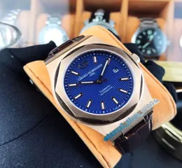 Wersja GP Laureato 8100552232BB6A Blue Dial Japan Miyota 82S5 Automatyczne szafirowe zegarek Rose Gold Case Pasek skórzany 8119930