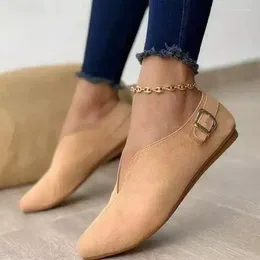 Sapatos casuais Mulheres mocassins retro pontudos de camurça de verão de verão em fêmeas zapatos mujer plus tamanho 35-43