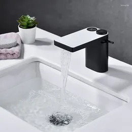 Rubinetti del lavandino da bagno LED Digital Basin Faucet White Water Power Mixer Display temperati Smart Taps