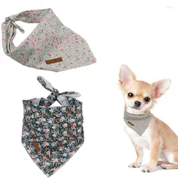Dog Apparel 2 Pcs Unique Style Paws Cat Bandana Accesseries Pet Product Gift For Bandage Collar Flower Green