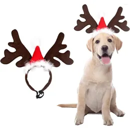 犬のアパレルクリスマスエルクトナカイ角のヘッドバンドサンタハットキャップペットクリスマスコスチュームヘッドウェア調整可能な猫以降のアクセサリー