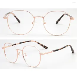 Sonnenbrille Rahmen Retro runde Frauen Brillen Rahmen Männer Optische Brille Vintage Metall Brillen Acetat Rezept Gold Tortoise Pink