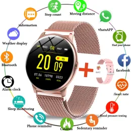 Смотрите лиге Smart Watch Женщины монитор сердечного ритма с кровяным давлением. Трекер Fitnes