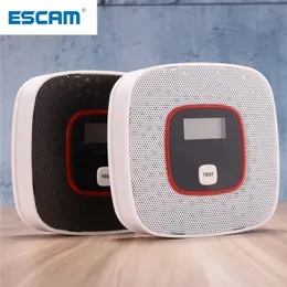 Escam LCD CO carbono monóxido de gás Sensor de alarme envenenando o detector de testes de gás de fumaça