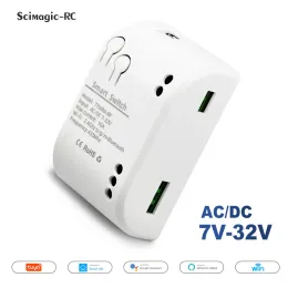 Controllo 25pcs TUYA SMART Switch Relay WiFi Controllo vocale Timer fai -da -te AC DC 732V 85250V Ricevitore di controllo RF RF per Alexa