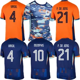 Euro 2024 Niederlande Memphis Fußballtrikot Holland Jong Virgil Dumfries Bergvijn Klaassen de Ligt Männer Kinder Kit 2025 Dutch Pre Match Training Fußball -Top -Shirt