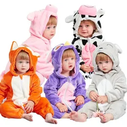 Baby menino Roupas de animais com capuz de capuz de jumfos de pijama de inverno Pijama de roupas de sono de inverno 240325