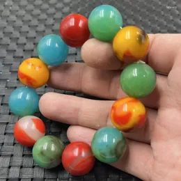 Strand taklit ahşap boncuklu 18mm top renk eğlence makale bileziği