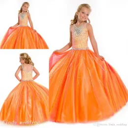 Kleider Neuankömmlinge Zucker verbrannte orangefarbene Mädchen Festzugskleid Prinzessin Bekuchen Party Cupcake Prom Kleid für junges kurzes Mädchen Pretty Kleid für