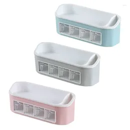 Kitchen Storage 4 Grids Seasoning Box Rack Condiment Jar Spices Container Cooking Tools Drop