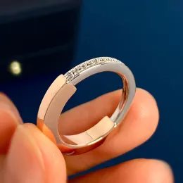 Womens Sliver Lock Band Ring Designer Cluster Ringe Herren Luxus halbe runde Diamanten Schmuck T Frau Marke Versprechen Ringpaare Paare Gold Jewerlly HOT -7