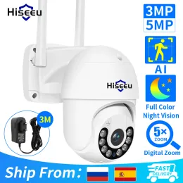 كاميرات HISEEU 4K 8MP PTZ WiFi Smart Camera 5x Digital Zoom Human Human Deptic Auto Tracking OnVIF Wireless CCTV Camera IP Camera