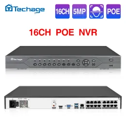 Techage Recorder H.265 16CH 4K 8MP 5MP 4MP 2MP 2MP POE NVR P2P Удаленный просмотр сети POE NVR для IP -камеры. Установка CCTV ONVIF