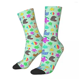 Meias masculinas Funny Crazy Compression Happy Time Time Jumble Sock Hip Hop