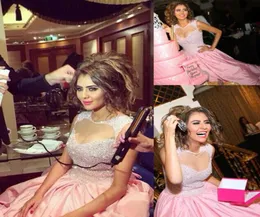 Stunning 2015 Prom Dresses Sparking Beading Puffy Skirt Keyhole Taffeta Pink FloorLength Evening Gowns Dhyz 012825747