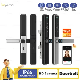 Blocca app tuya remoto ip66 waterproof smart impronta impronta digitale RFID Scheda in lega di alluminio Pulling Porta scorrevole Sliding Lock Antilock Electronic Antilock