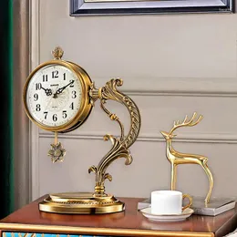 Masa saatleri mini retro sarkaç saati masaüstü lüks yatak odası otomatik masa modern reloj escritoryo vintage ev dekor öğeleri