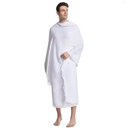 Ethnic Clothing Ihram Ehram Ahram For Men Men's Muslim Middle Pilgrimage Scarf Hajj Cardigan Pants Solid Color Two Piece Set