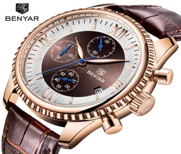 Benyar Men039s Watch Fashionsportquartz Watch Men Wristwatch Mens Clock Top Brand Luxury Leather Watches Men Relogio Masculin4314264