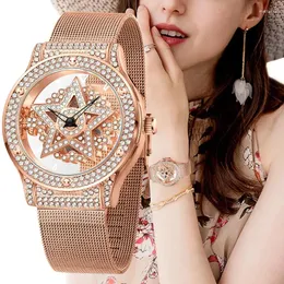 Relógios de pulso Lige Diamond Women Welkes Rose Gold Gold Watch Ladies Perra impermeável Creative Creative Hollow Woman Bracelet Relogio feminino
